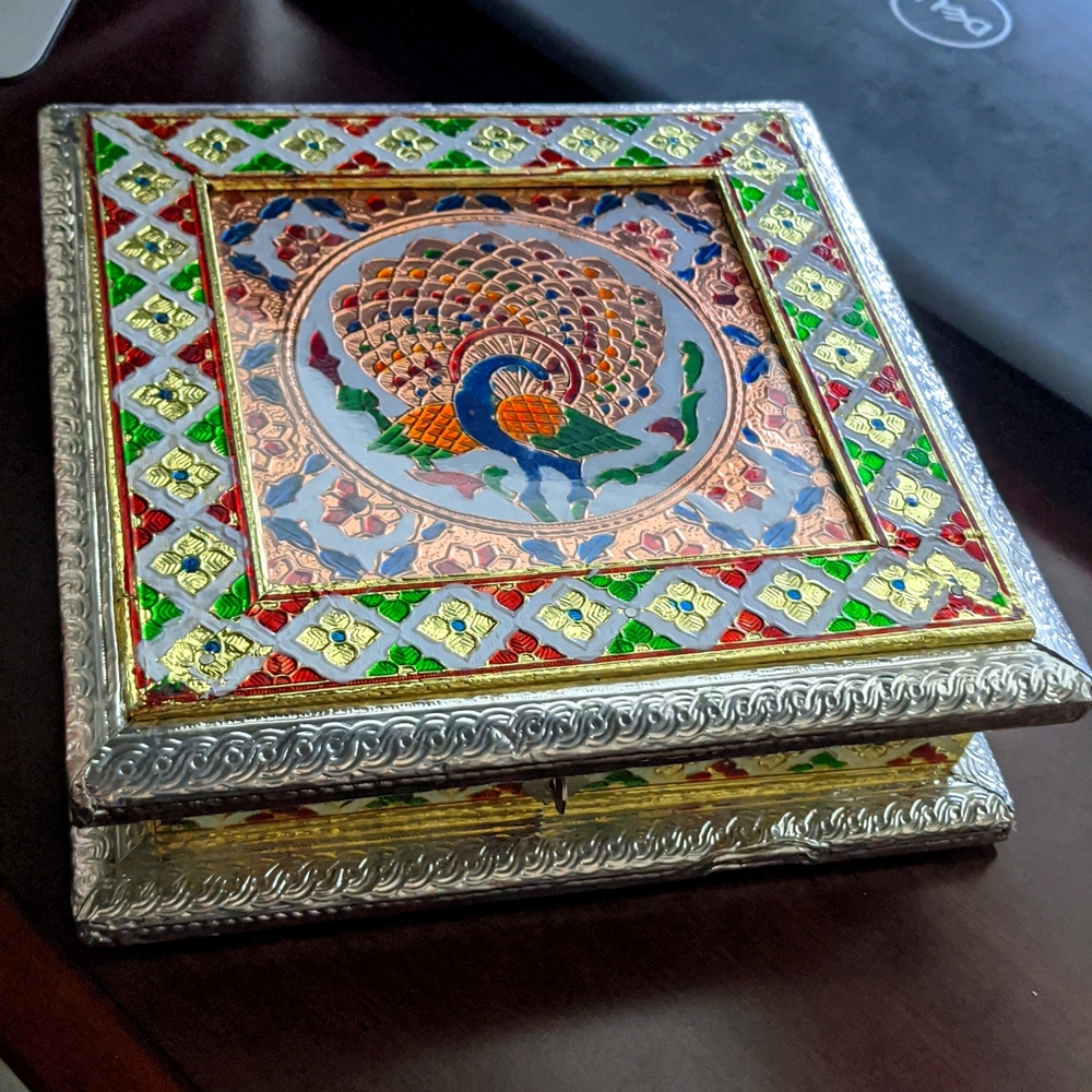 Peacock jewelry sectioned box